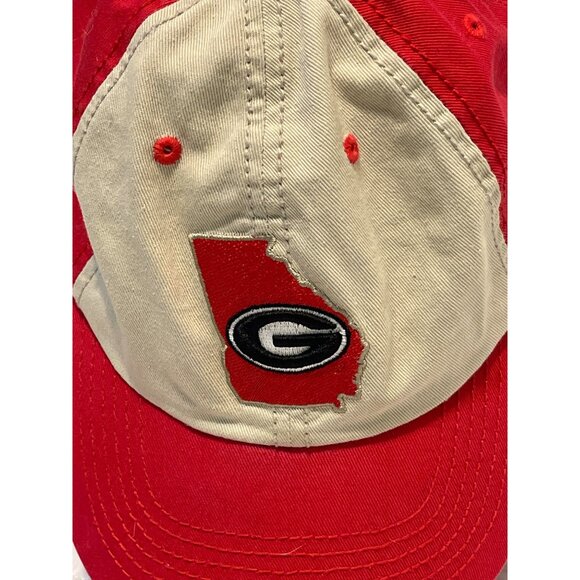 Georgia Bulldogs Adjustable Red & Beige Baseball Cap By Top Of The World preowne - Picture 2 of 9